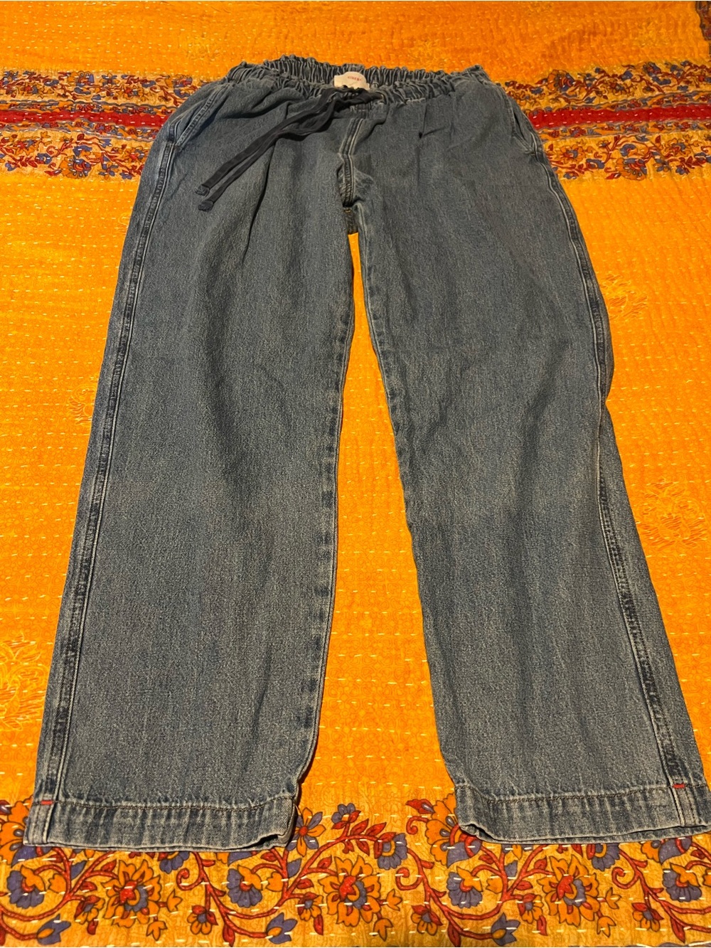 XiRENA Women's Straight Leg Drawstring Jeans in Blue
